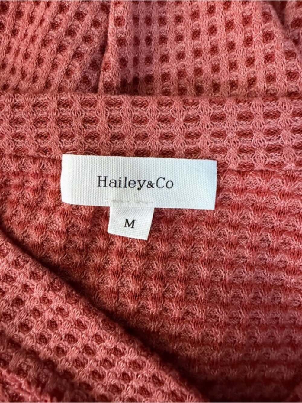 Hailey & Co Rust Waffle Knit Henley Long Sleeve Top Size M - Picture 9 of 10